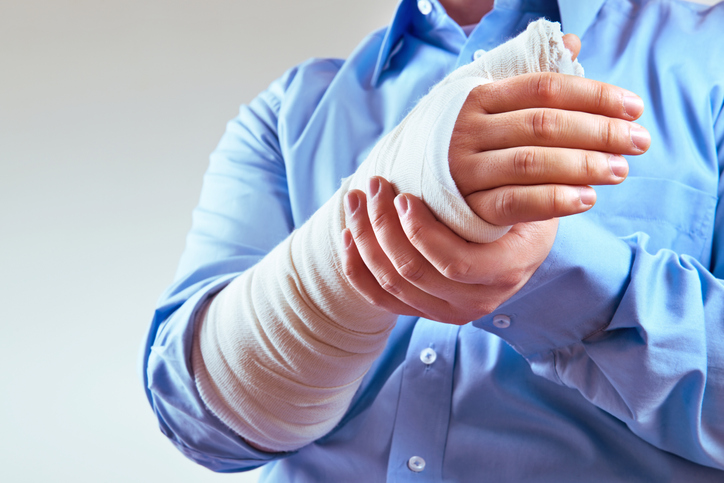 Broken hand with copy space